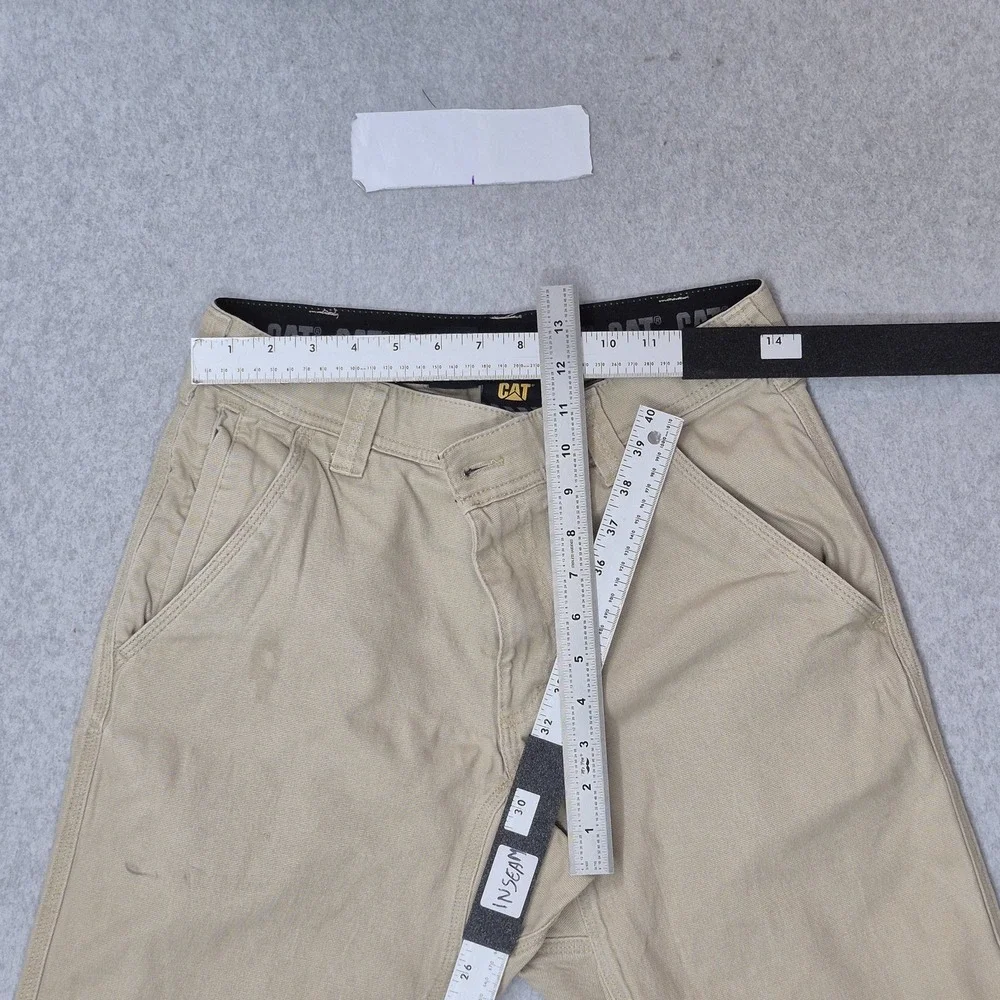 CAT Men Pants 30X32 Khaki Khakis Twill Work Pants Button 32